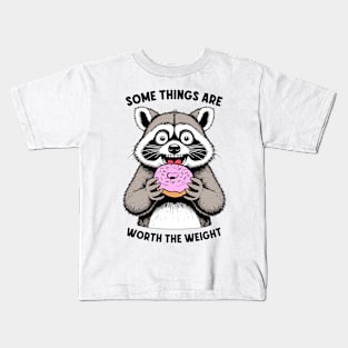 Donut Lover Raccoon Funny Pink Doughnut Sprinkles Donuts Kids T-Shirt